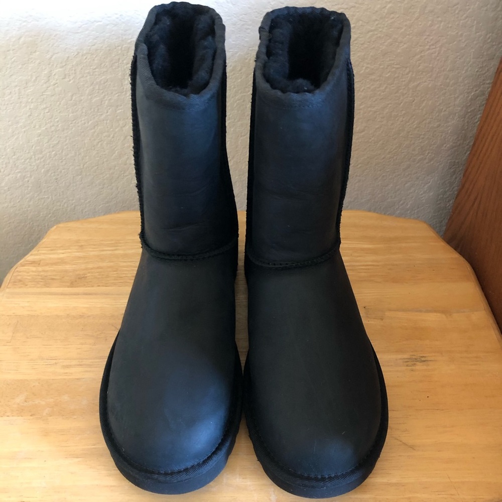 Black Leather Uggs Boots